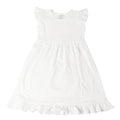 Girls Ruffle Flutter Sleeve Dress - White