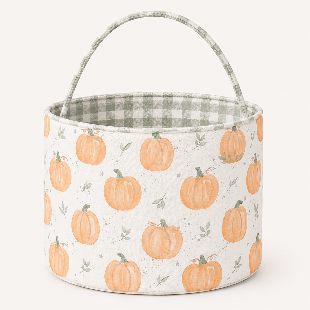 Halloween Boo Basket – Preorder — Pumpkin/ Gingham NO Bow