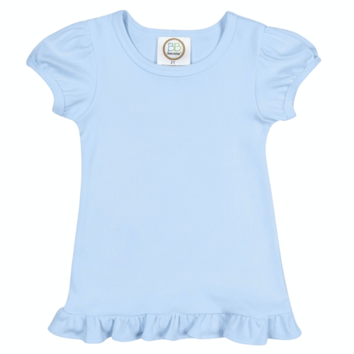 Blanks Boutique Girls' Ruffle Short Sleeve Shirt - Ice Blue