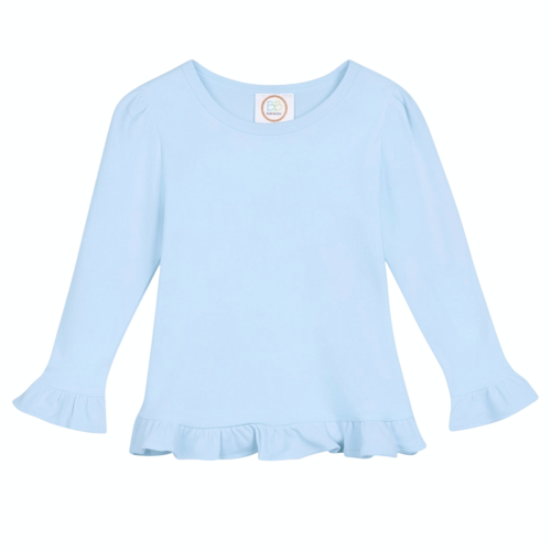Blanks Boutique Girls' Ruffle Long Sleeve Shirt - Ice Blue
