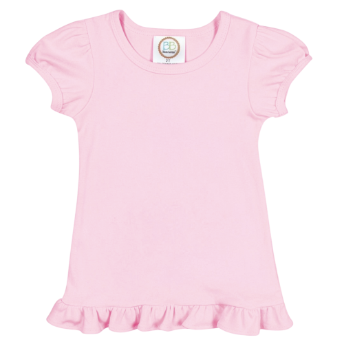 Blanks Boutique Girls' Ruffle Short Sleeve Shirt - Light Pink