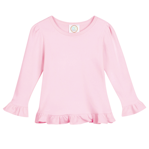 Blanks Boutique Girls' Ruffle Long Sleeve Shirt - Light Pink