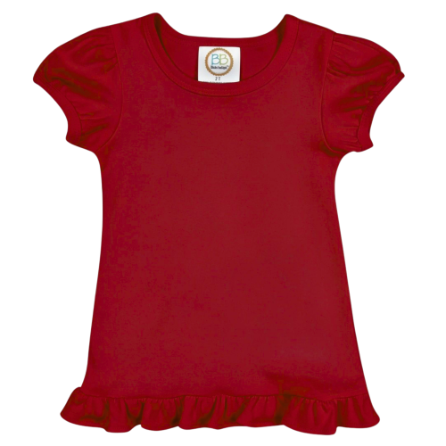 Blanks Boutique Girls' Ruffle Short Sleeve Shirt - Crimson