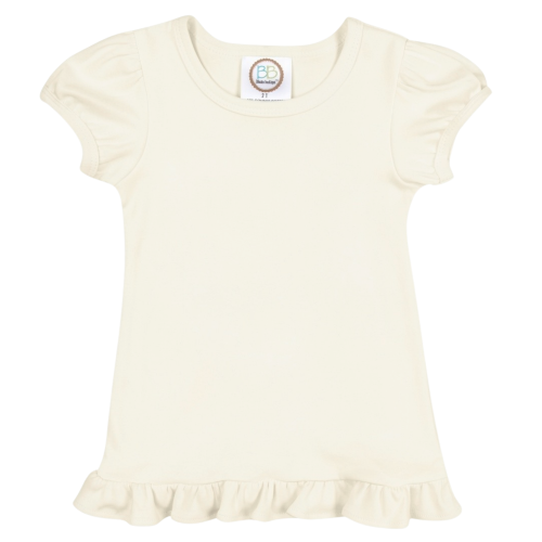 Blanks Boutique Girls' Ruffle Short Sleeve Shirt - Ivory