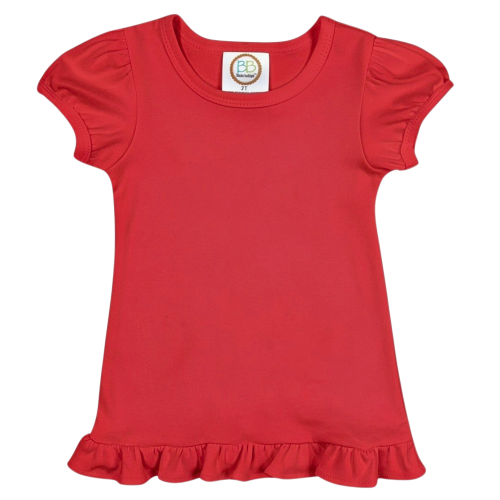 Blanks Boutique Girls' Ruffle Short Sleeve Shirt - Red