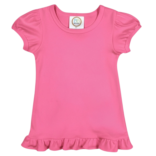 Blanks Boutique Girls' Ruffle Short Sleeve Shirt - Hot Pink