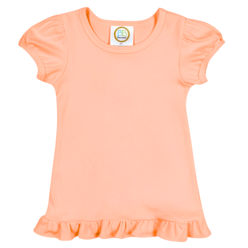 Blanks Boutique Girls' Ruffle Short Sleeve Shirt - Peach