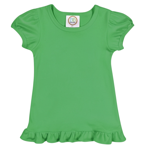 Blanks Boutique Girls' Ruffle Short Sleeve Shirt - Kelly Green