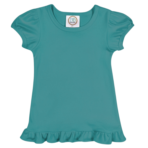 Blanks Boutique Girls' Ruffle Short Sleeve Shirt - Jade