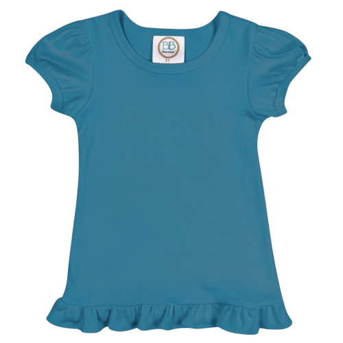 Blanks Boutique Girls' Ruffle Short Sleeve Shirt - Peacock