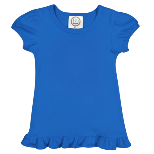 Blanks Boutique Girls' Ruffle Short Sleeve Shirt - Royal Blue