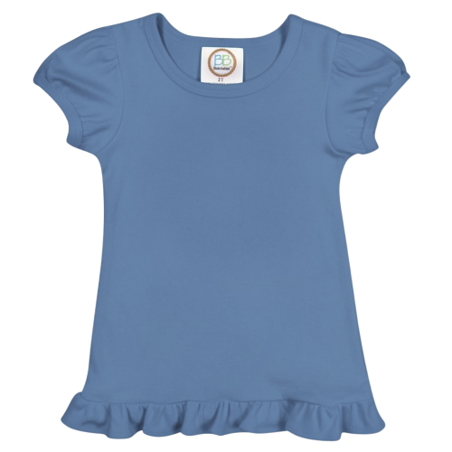 Blanks Boutique Girls' Ruffle Short Sleeve Shirt - Slate Blue