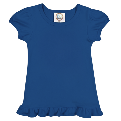 Blanks Boutique Girls' Ruffle Short Sleeve Shirt - Navy