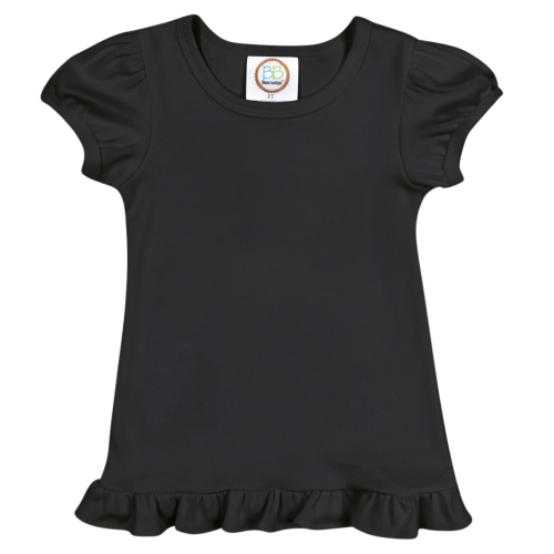 Blanks Boutique Girls' Ruffle Short Sleeve Shirt - Black