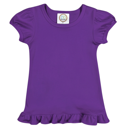 Blanks Boutique Girls' Ruffle Short Sleeve Shirt - Purple