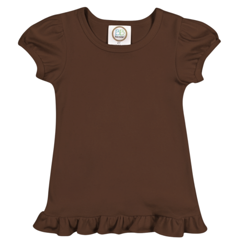 Blanks Boutique Girls' Ruffle Short Sleeve Shirt - Slate Gray