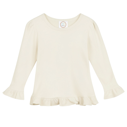Blanks Boutique Girls' Ruffle Long Sleeve Shirt - Ivory