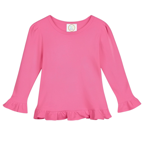 Blanks Boutique Girls' Ruffle Long Sleeve Shirt - Hot Pink