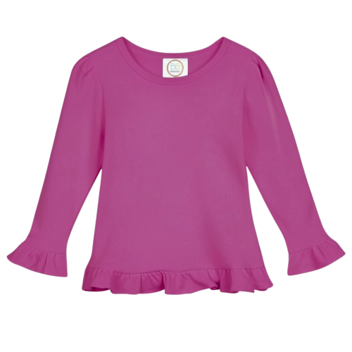 Blanks Boutique Girls' Ruffle Long Sleeve Shirt - Red