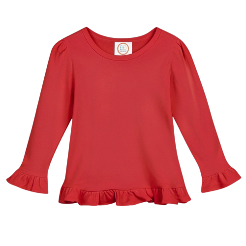 Blanks Boutique Girls' Ruffle Long Sleeve Shirt - Berry