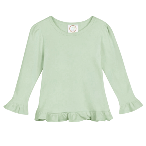 Blanks Boutique Girls' Ruffle Long Sleeve Shirt - Sage