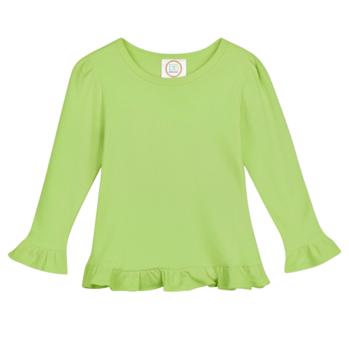 Blanks Boutique Girls' Ruffle Long Sleeve Shirt - Lime Green