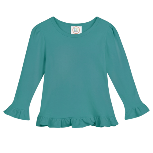 Blanks Boutique Girls' Ruffle Long Sleeve Shirt - Jade
