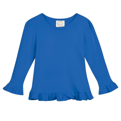 Blanks Boutique Girls' Ruffle Long Sleeve Shirt - Royal Blue