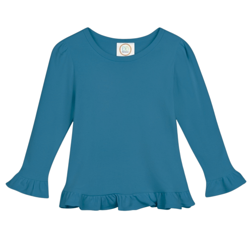 Blanks Boutique Girls' Ruffle Long Sleeve Shirt - Peacock