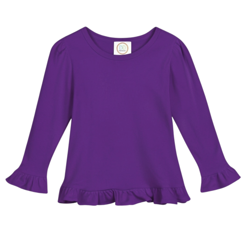 Blanks Boutique Girls' Ruffle Long Sleeve Shirt - Lavender