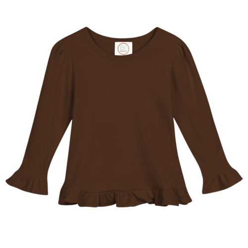 Blanks Boutique Girls' Ruffle Long Sleeve Shirt - Slate Gray