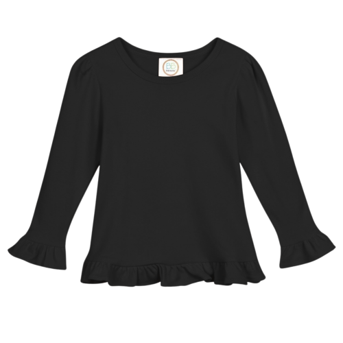 Blanks Boutique Girls' Ruffle Long Sleeve Shirt - Black