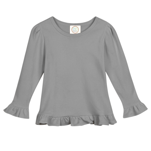 Blanks Boutique Girls' Ruffle Long Sleeve Shirt - Brown