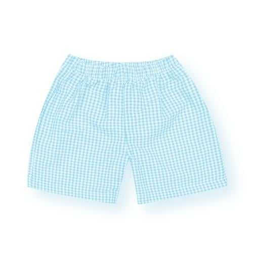 Boy's Gingham Shorts - Aqua Seersucker