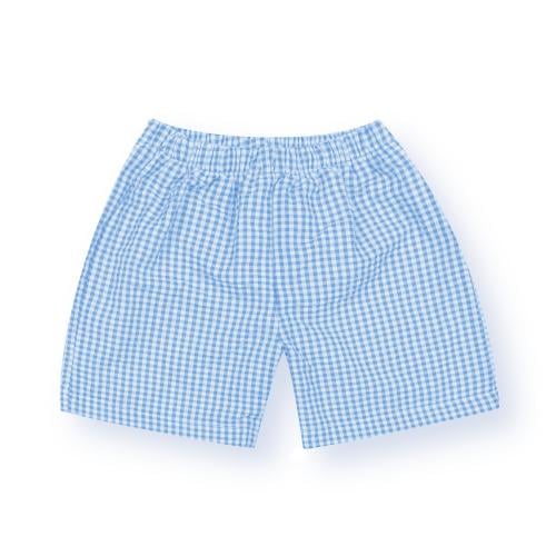 Boy's Gingham Shorts - Blue Seersucker