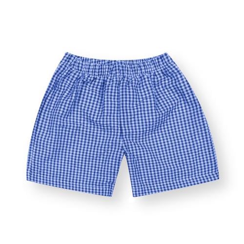 Boy's Gingham Shorts - Navy Seersucker