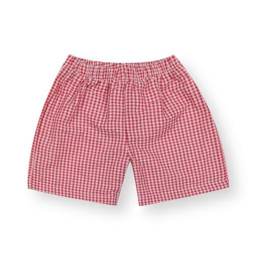 Boy's Gingham Shorts - Red Seersucker