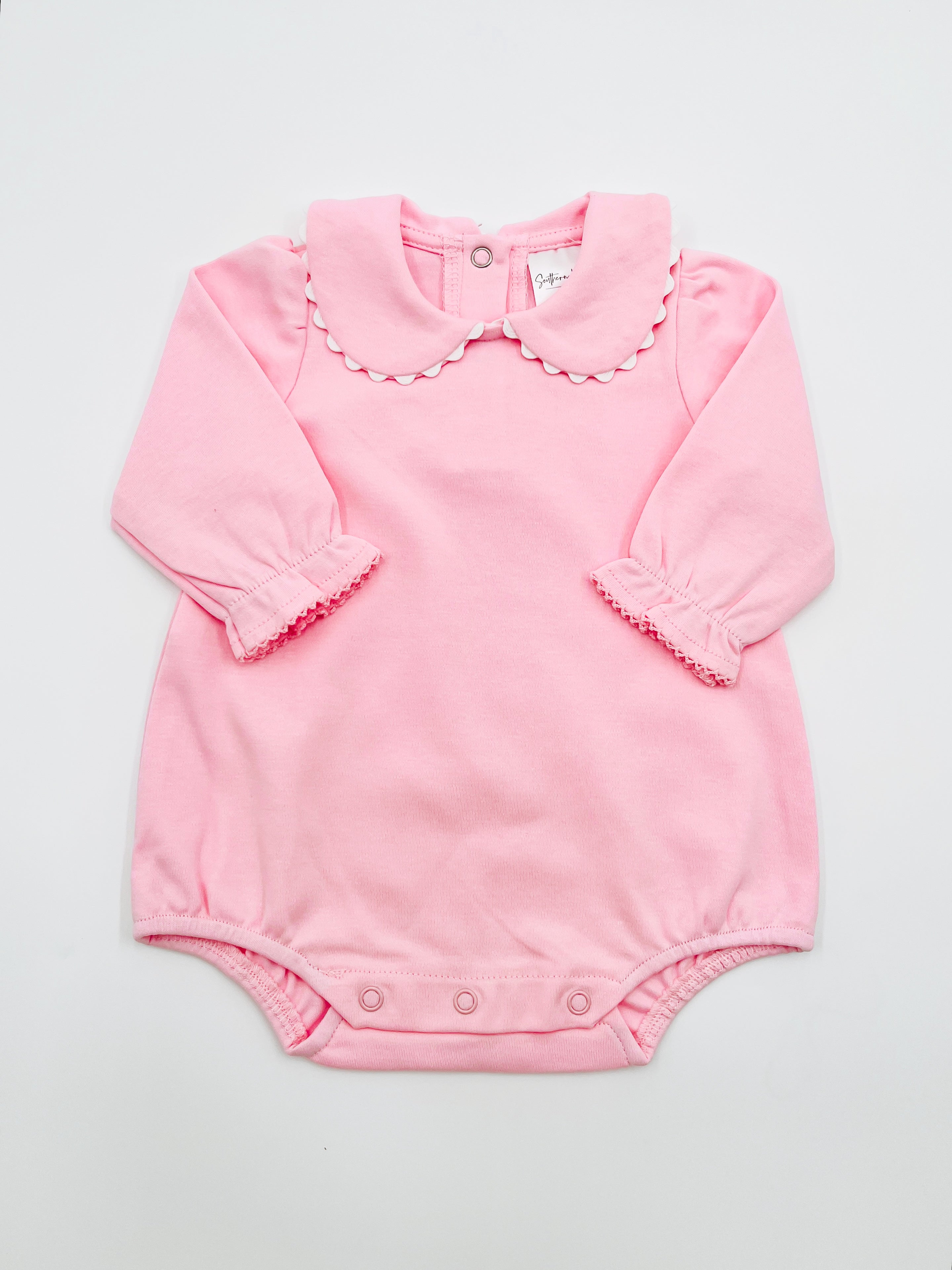 Scalloped Collar Long Sleeve Bubble