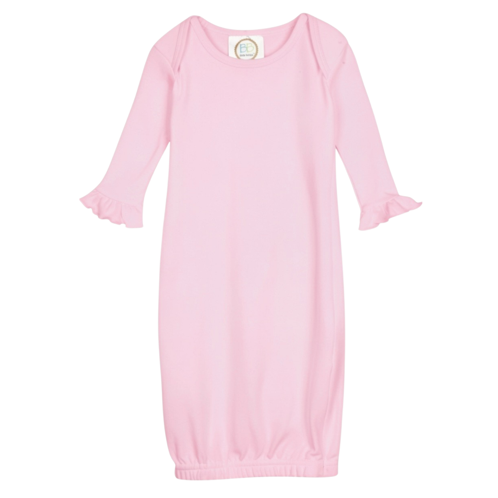 Girl's Long Sleeve Ruffle Infant Gown with Hidden Zipper