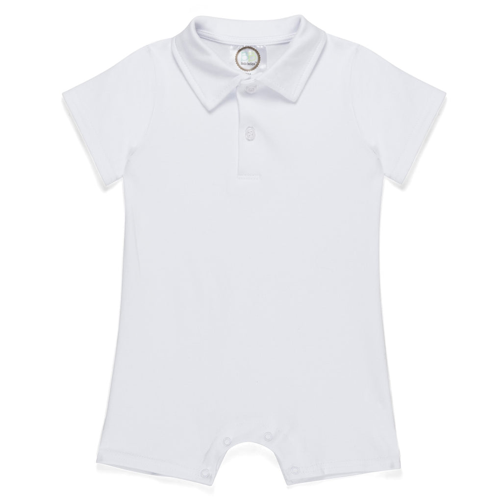 Boy's Short Sleeved Polo Style Collared Romper