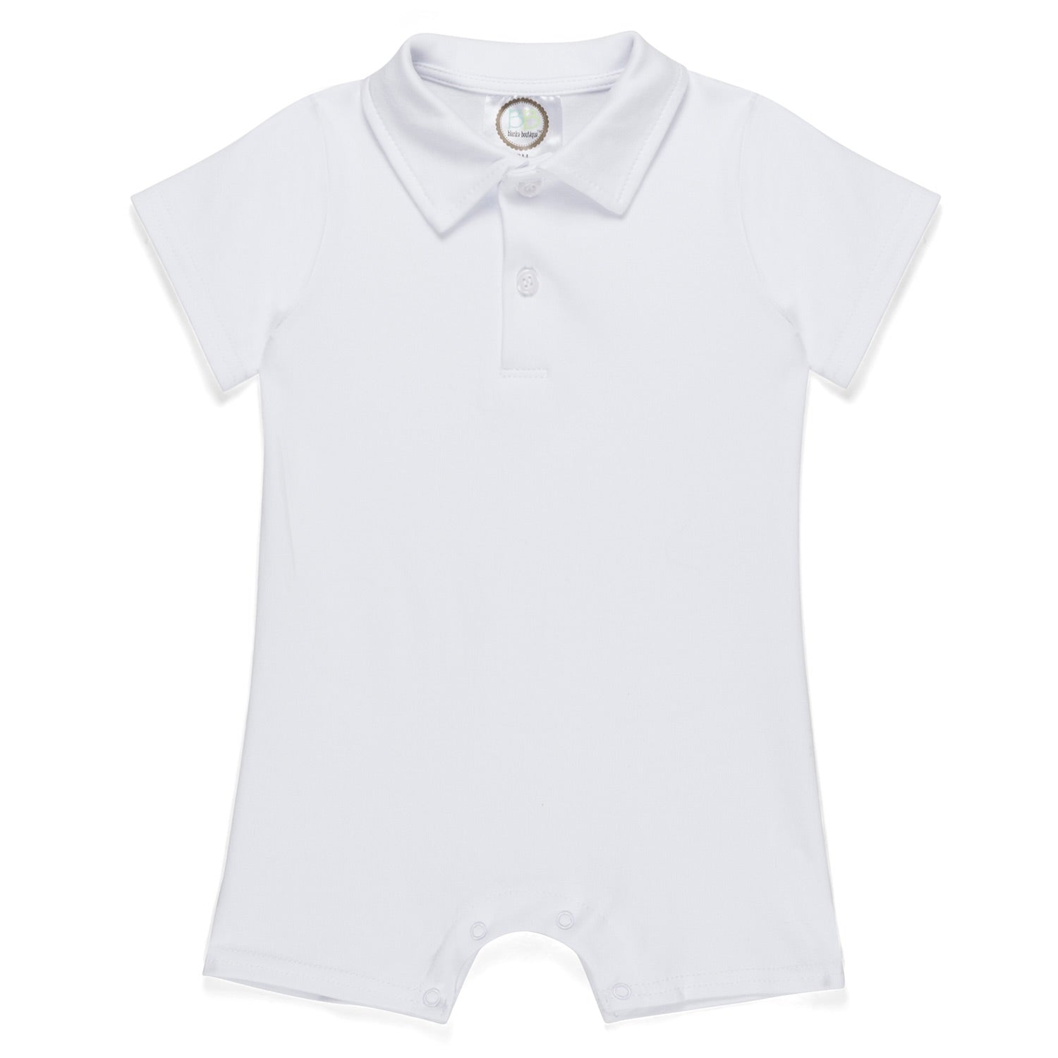 Boy's Short Sleeved Polo Style Collared Romper