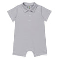 Boy's Short Sleeved Polo Style Collared Romper - Striped