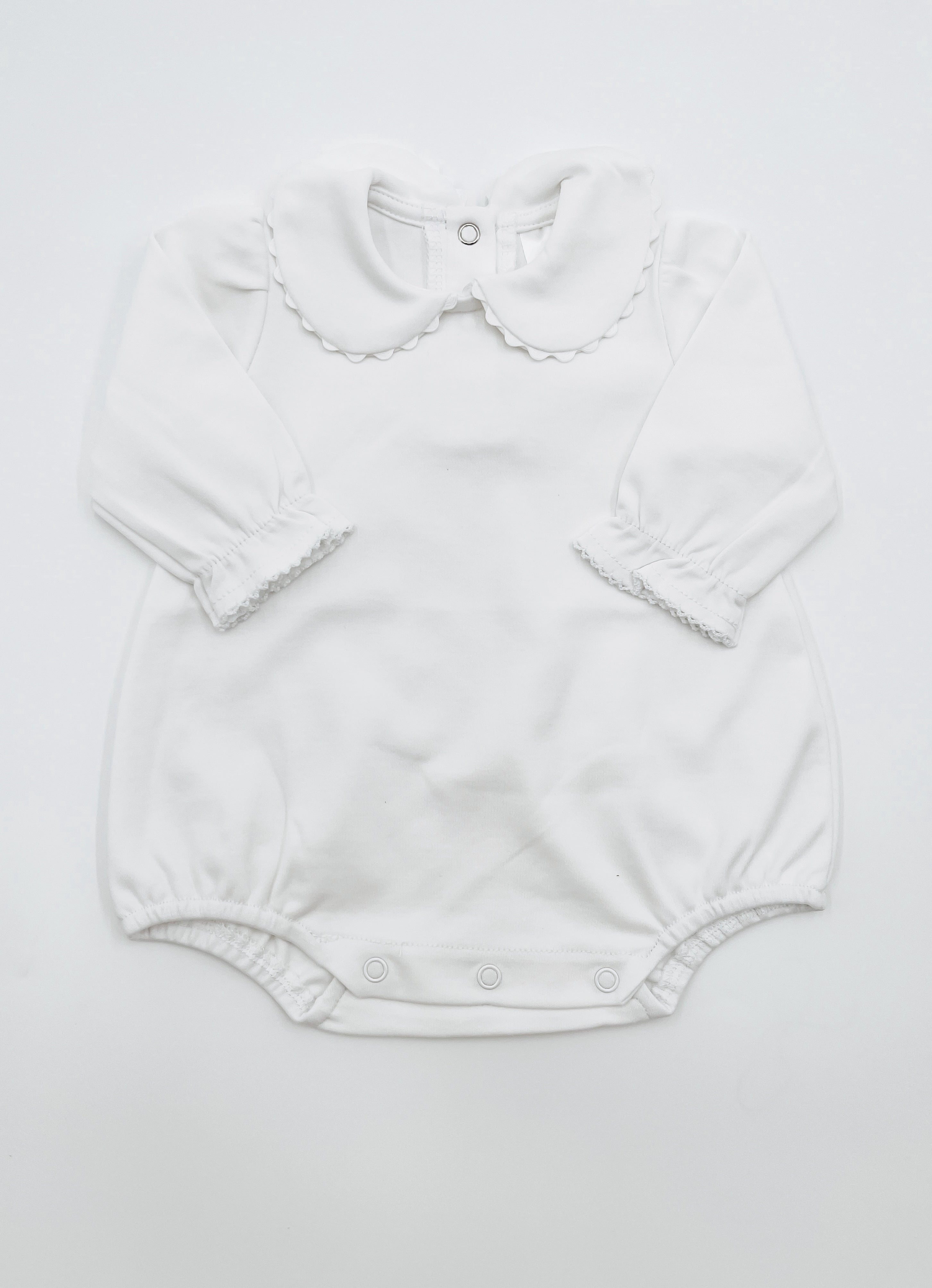 Scalloped Collar Long Sleeve Bubble
