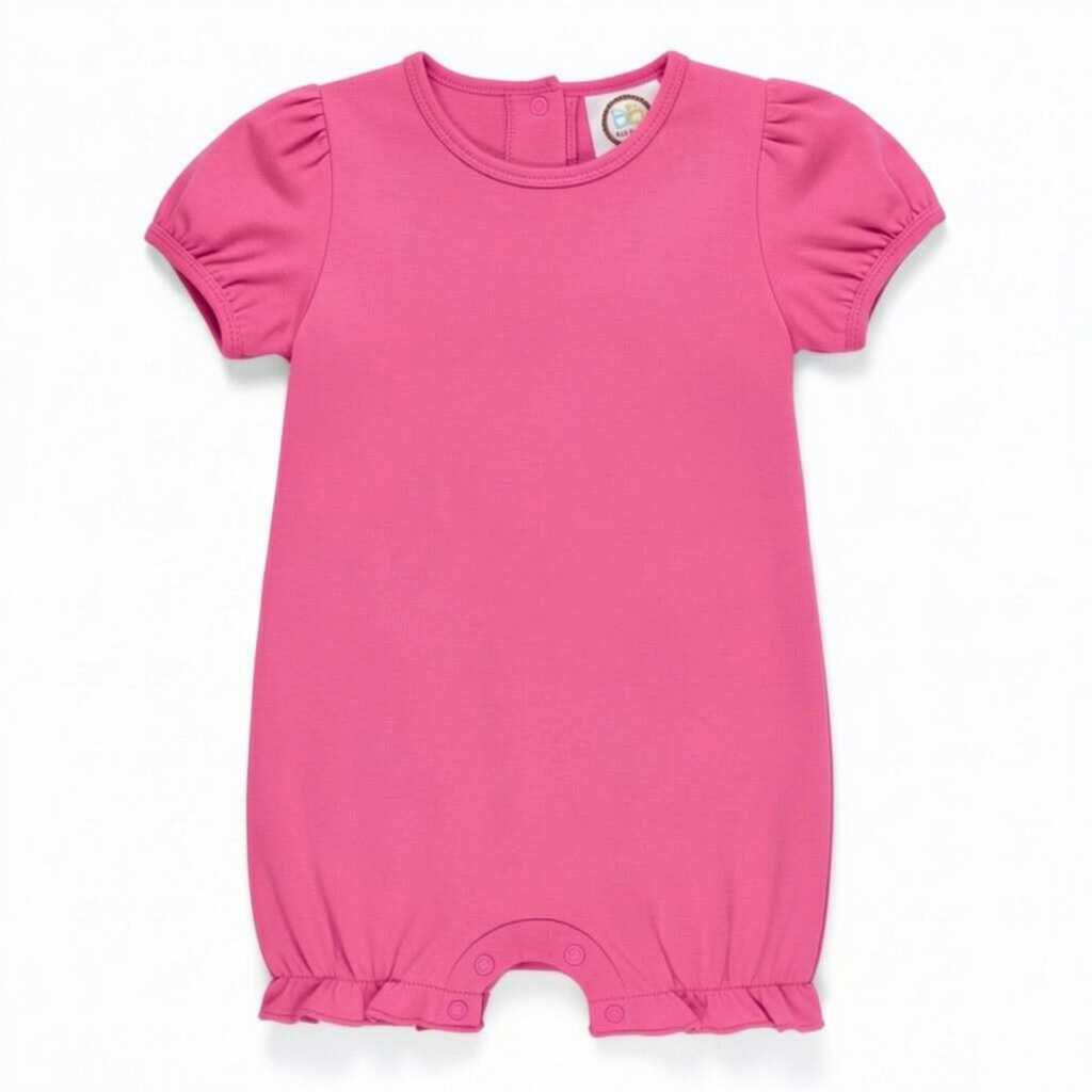 Girl's Puff Sleeved Ruffle Leg Romper
