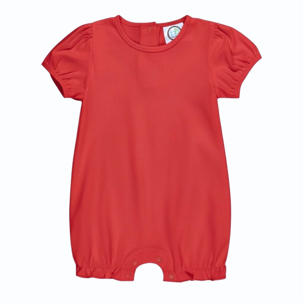 Girl's Puff Sleeved Ruffle Leg Romper