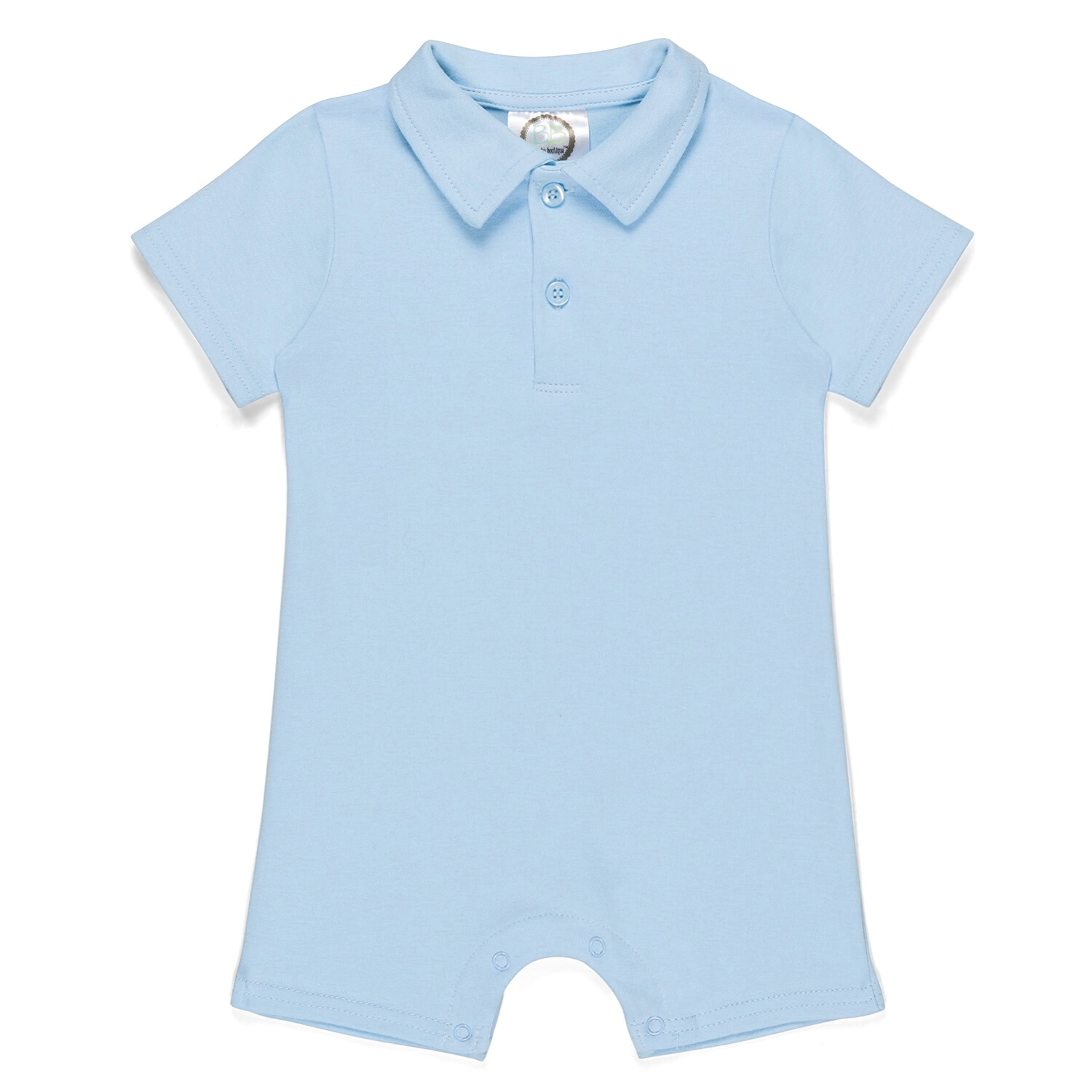 Boy's Short Sleeved Polo Style Collared Romper