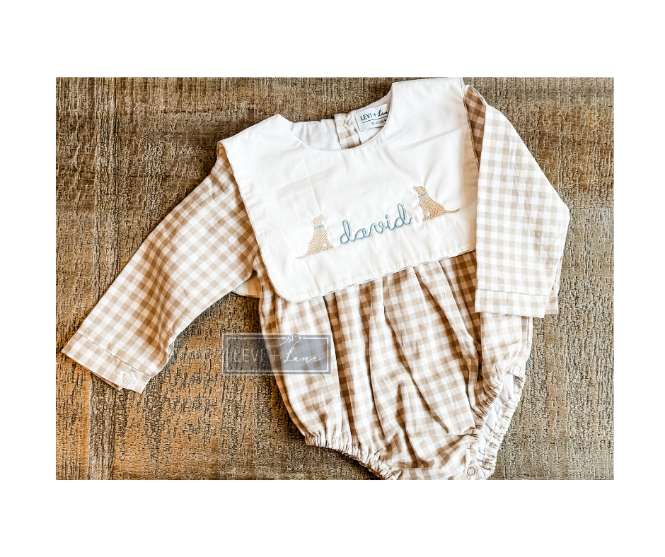 Gingham Bubble - 6M / Ruffle / Tan