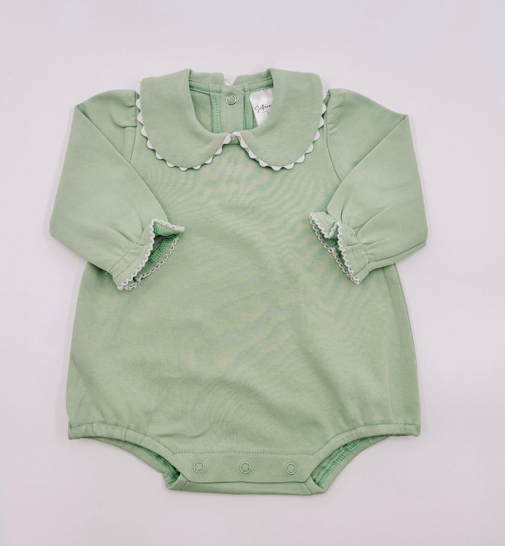Scalloped Collar Long Sleeve Bubble