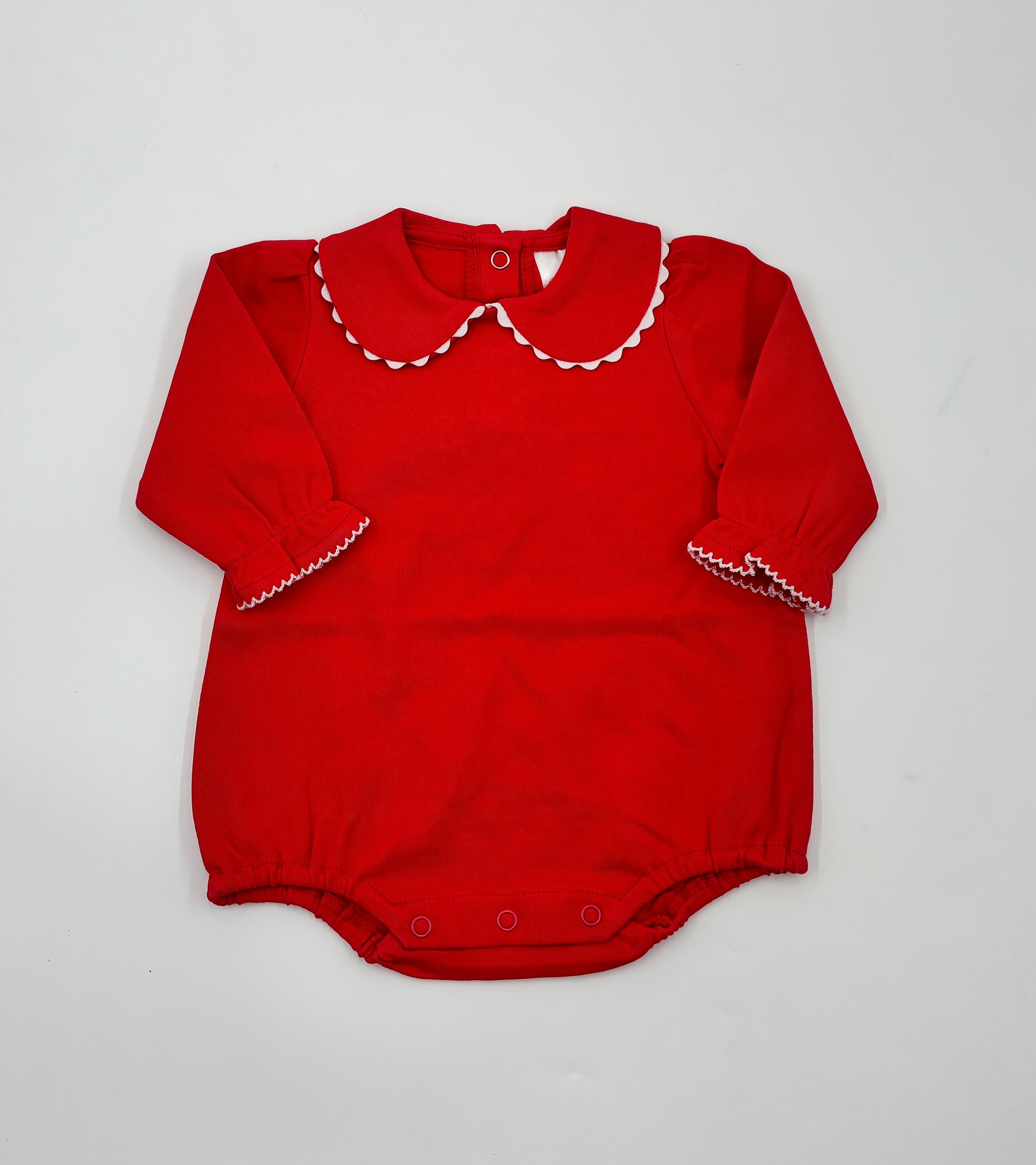 Scalloped Collar Long Sleeve Bubble