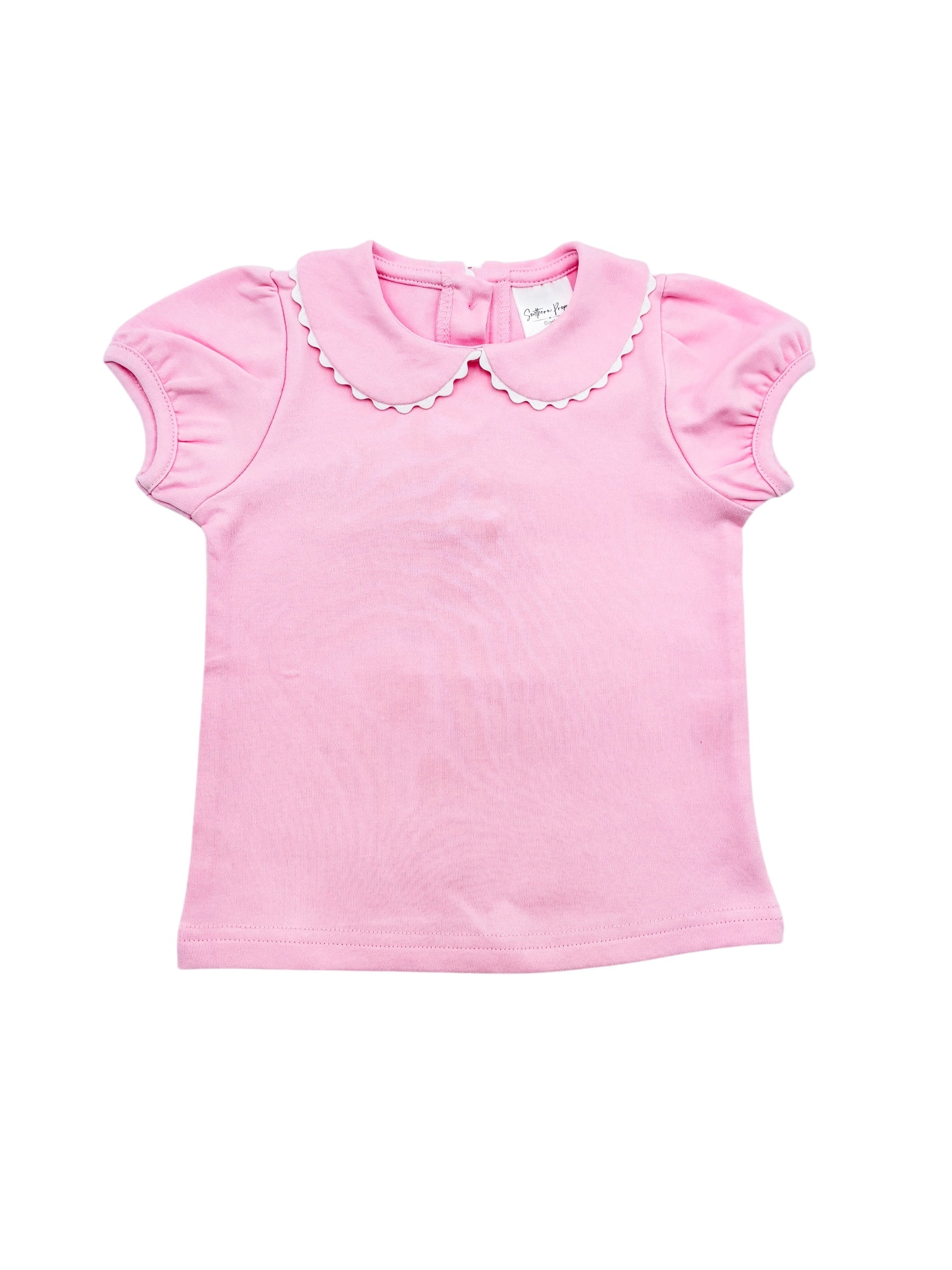 Scalloped Collar Short Sleeve Shirt